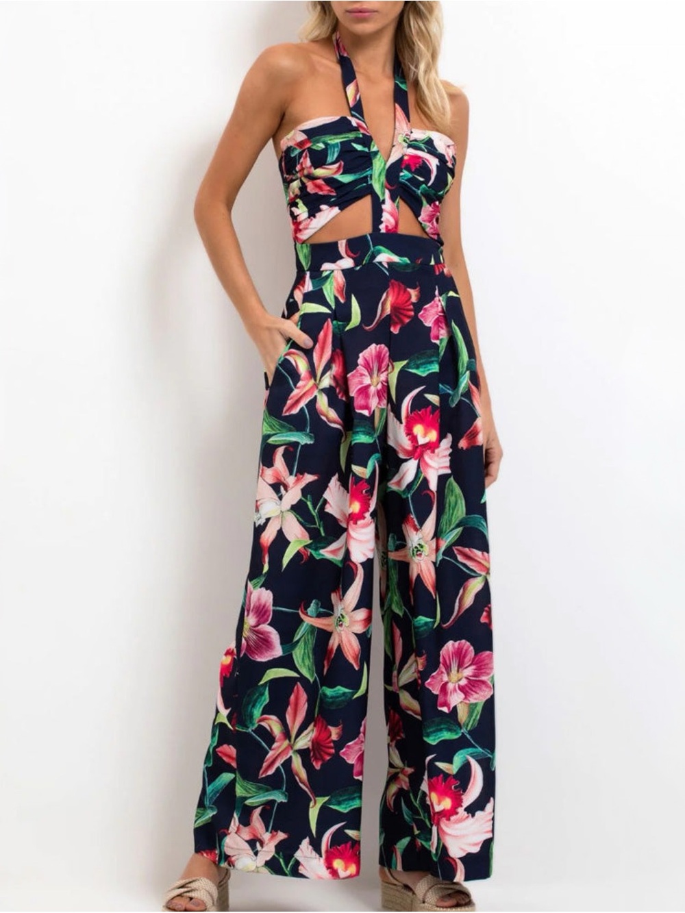 PatBO Laelia Cut-Out Jumpsuit in Midnight